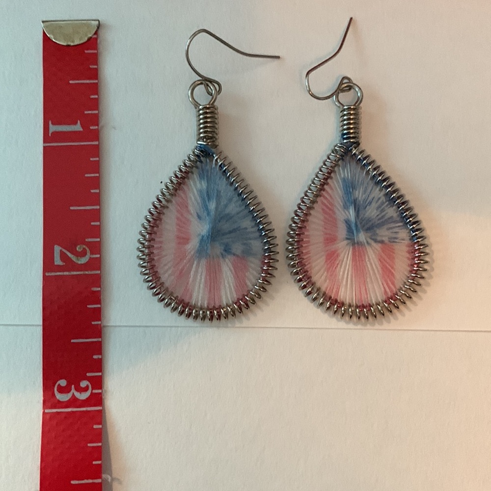 Peace US Flag  Pierced Earrings